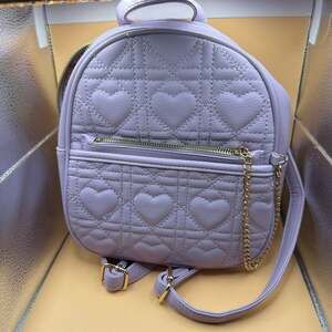 KAYLA + AVA Lavender Heart Quilted Vegan Leather Mini Backpack
